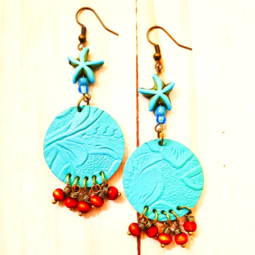 Turquoise and Beaded Drop Earrings